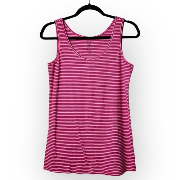 George Pink and White Striped Tank Top 1X - Picture 1 of 5